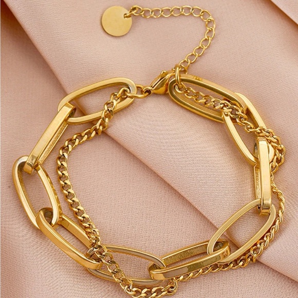 Jewelry - 18K Gold Double Layer Chain Bracelet✨